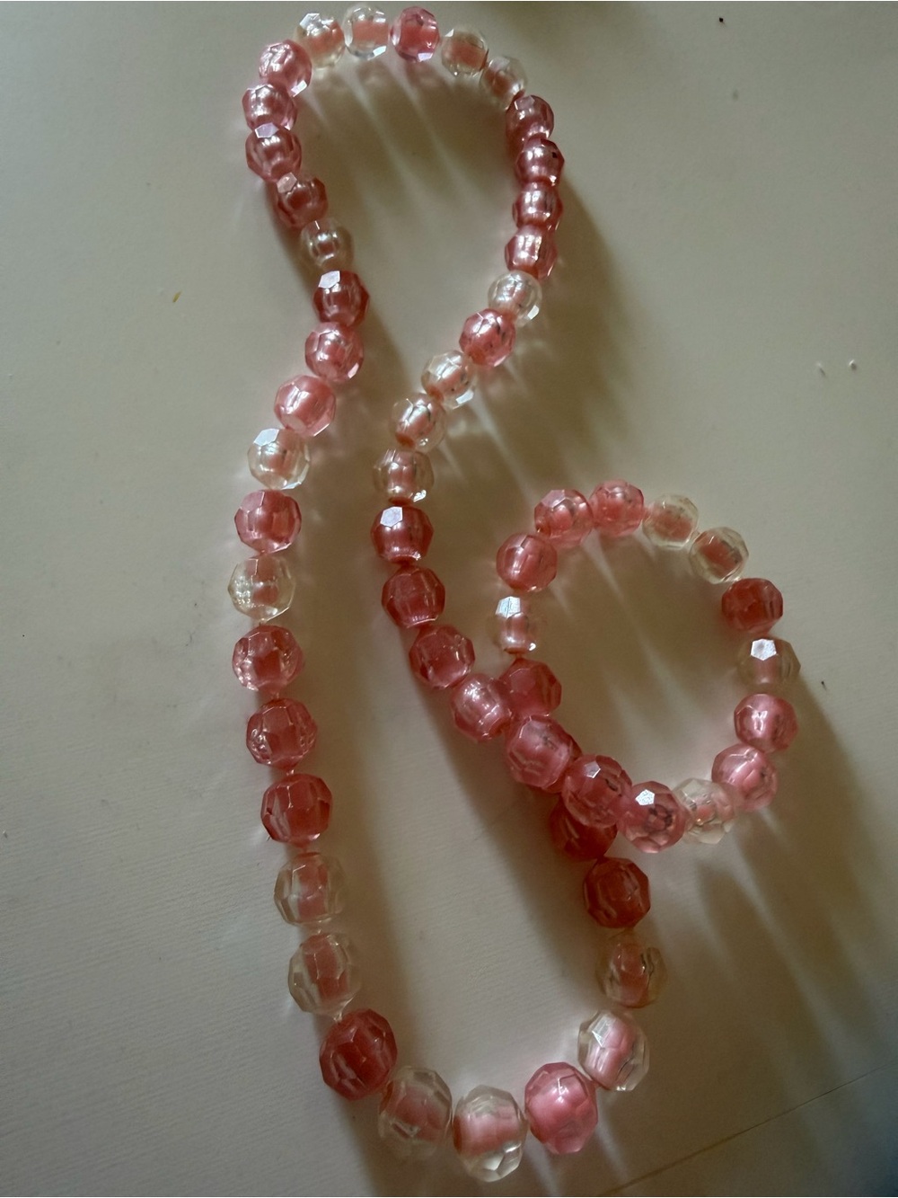 Pink Beaded Necklace and Broach Set